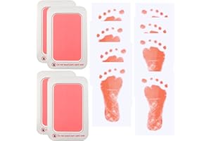 RIKWOG Baby Footprint and Handprint Kit, 4 Pink Inkless Print Pads + 8 Imprint Cards, Dog Paw Print Kit Clean Touch Ink Pad Perfect Keepsake Gift for Newborns and Pets Printing Touch Imprints