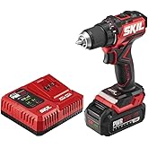 SKIL PWR CORE 20 Brushless 20V 1/2" Compact Variable-Speed Drill Driver Kit with 1/2'' Single-Sleeve, Keyless Ratcheting Chuc