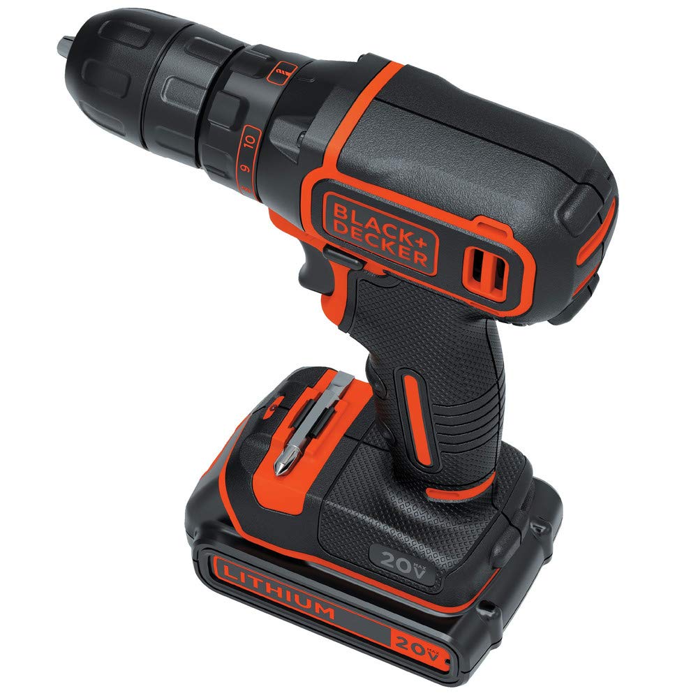 BLACK+DECKER 20V MAX Cordless Drill/Driver Kit with ‎Battery, Charger, and Double Ended Bit (BDCDD120C)