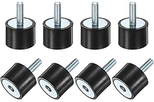 M METERXITY 8-Pack Rubber Mounts D20mmxH15mm Male/Female Vibration Isolators Cylindrical Shock Absorber W M5 x 15mm Studs for Air Compressor/Car/Pump/Boat/Garage Motor/Bobbins Rubber Isolators