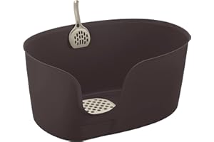 Richell PAW TRAX High Wall Cat Litter Box with Scoop, XL, High Sides, Perfect for Multi Cat Households