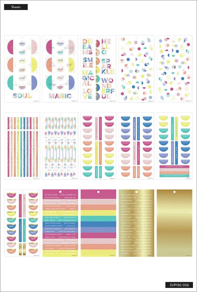 The Happy Planner Sticker Value Pack - Planner & School Accessories - Simple Brights Everyday Theme - Multi-Color - Great for Planning & Organizing - 30 Sheets, 1300 Stickers: Office Products
