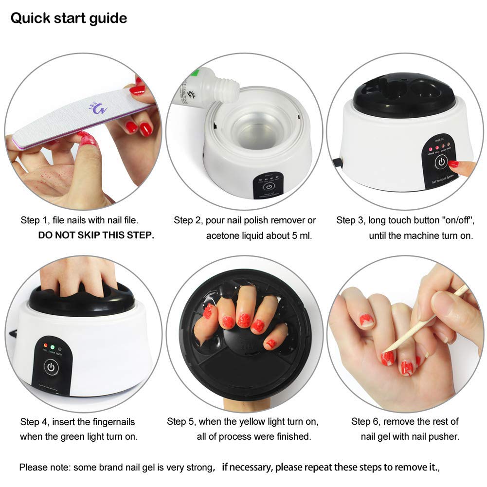 Upgraded Steam Gel Nail Remover Machine, Nail Steamer with Cuticle Pusher Spoon Tools for Nails Gel Polish Soak Off (02): Beauty