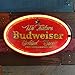We Feature Budweiser Beer - Reproduction Vintage Advertising Oval Sign - Battery Powered LED Neon Style Light - 16 x 11 x 2 Inches