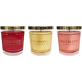 LumaBase Scented Wax Candles, Wine Collection - Set of 3