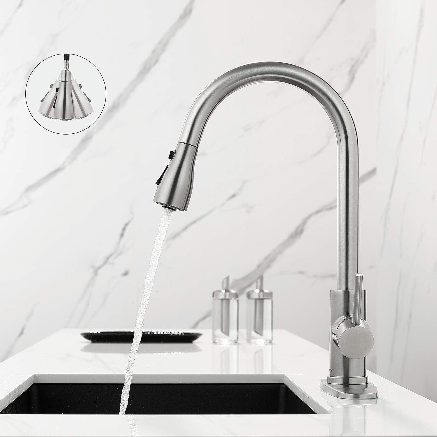 Kitchen Faucet, Tansky Kitchen Sink Faucet, Sink Faucet, Pull-Down Kitchen Faucets, Bar Kitchen Faucet, Brushed Stainless Steel - - 