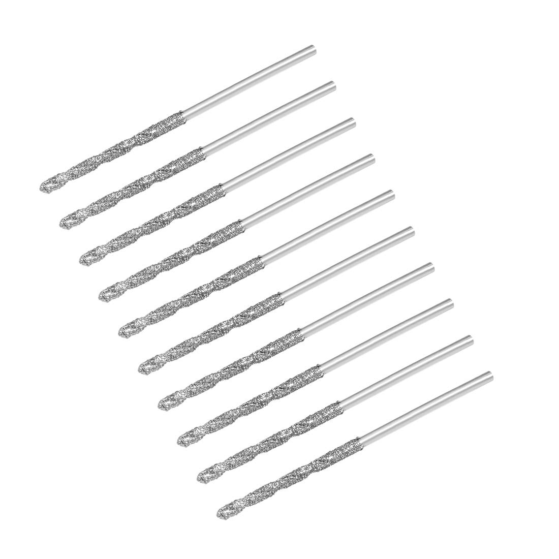 sourcing map 1.2mm Diamond Twist Drill Bits High Speed Steel for Glass Sea Shells Stone Tiles 10 Pcs