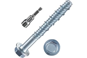 Wensilon 3/8" x 3" Zinc Plated Large Diameter Concrete Screw Actual Thickness 1/2"(12mm) for Anchoring to Masonry, Brick or Block (10 pcs)
