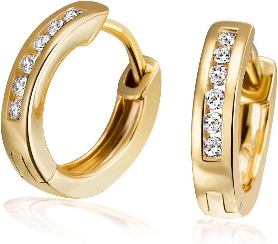 Goldmaid Women's Earrings Yellow Gold 12 Zirconia 8ct