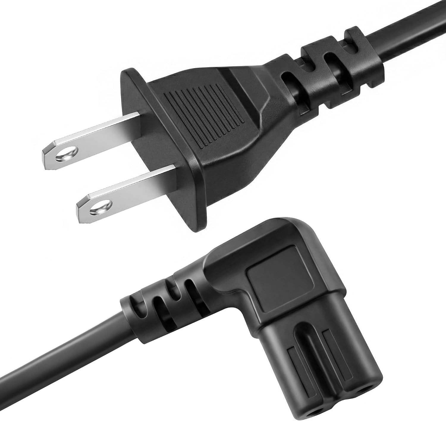 AC 90 Degree Right Angle 2 Prong TV Power Cord Replacement 5ft L Shaped Angled IEC C7 TV Cable for Samsung, LG, TCL, Hisense, Sony, Vizio, Insignia, Sharp, Toshiba