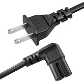 AC 90 Degree Right Angle 2 Prong TV Power Cord Replacement 5ft L Shaped Angled IEC C7 TV Cable for Samsung, LG, TCL, Hisense, Sony, Vizio, Insignia, Sharp, Toshiba