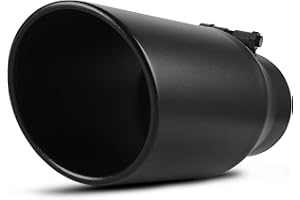 AUTOSAVER88 3.5 Inch Inlet Black Exhaust Tip, 3.5" Inlet 5" Outlet 12" Overall Length Powder Coated Finish Stainless Steel Exhaust Tailpipe Tips Universal for 3.5" OD Tailpipe, Bolt/Clamp On