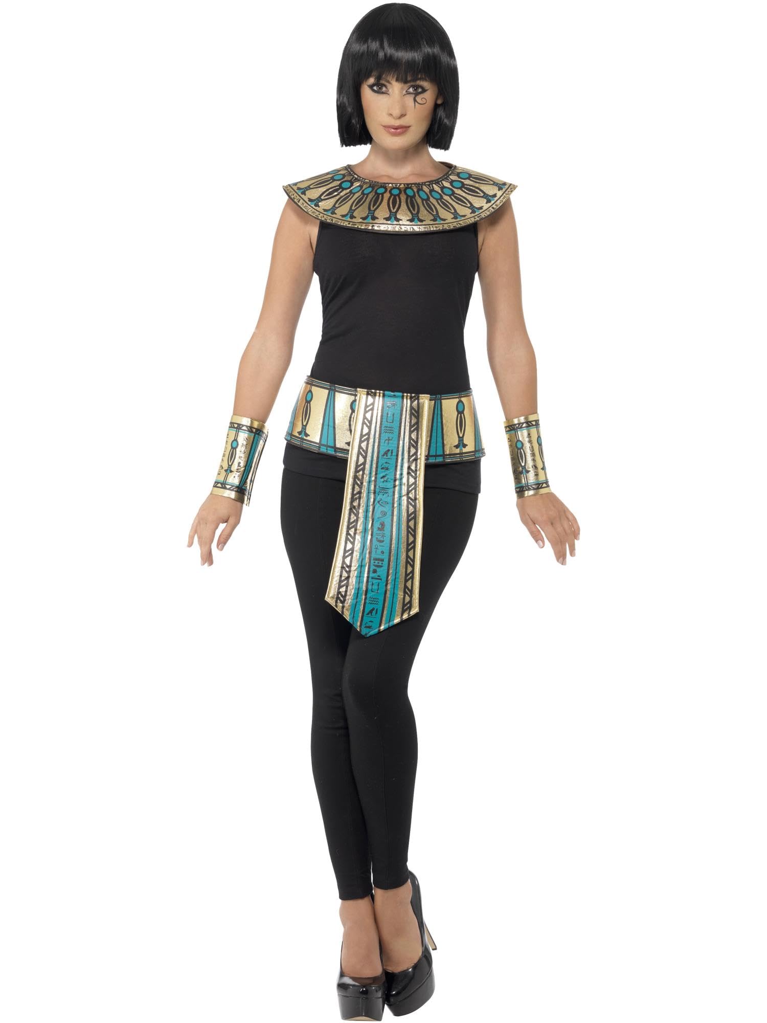 Smiffys Egyptian Kit, Gold with Collar, Cuffs & Belt, Legends & Myths Fancy Dress, Ancient Egypt Dress Up Costumes