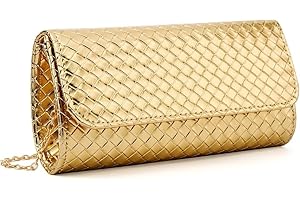 MUDUO Patent Leather Envelope Clutch Purse Shiny Candy Foldover Clutch Evening Bag for Women (7018-Gold)
