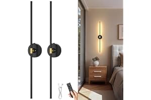 TOOWELL 10000mAh Battery Operated Wall Sconces Set of 2-32 Inch Rechargeable LED Wall Lights with Remote Control, Dimmable Wi
