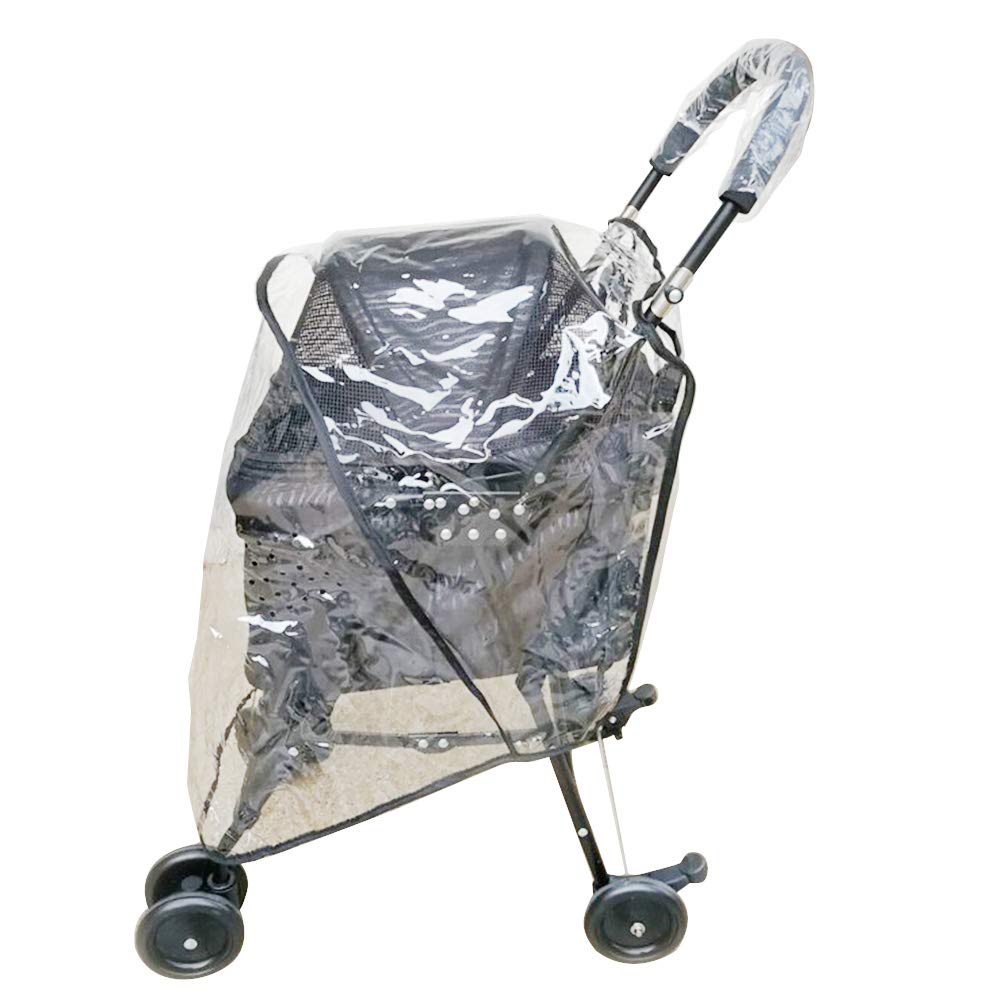 KLOP256 Dog Stroller Cover Clear Magic Sticker Foldable Waterproof Carrier Accessories Pet Warm Dustproof Pushchair Pram Protection Cat Breathable Windproof Outdoor Travel Portable