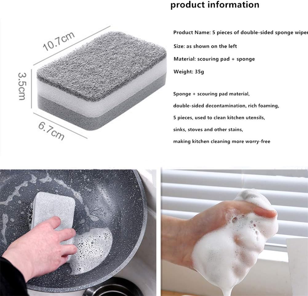 Reusable Sponges for Dishes, Magic Cleaning Sponges Eraser Sponge, Non-Scratch Scrubbing Sponge for Kitchen Dish Wash And Bathroom Cleaning, Pack of 5,Gray,10PCS: Kitchen & Dining