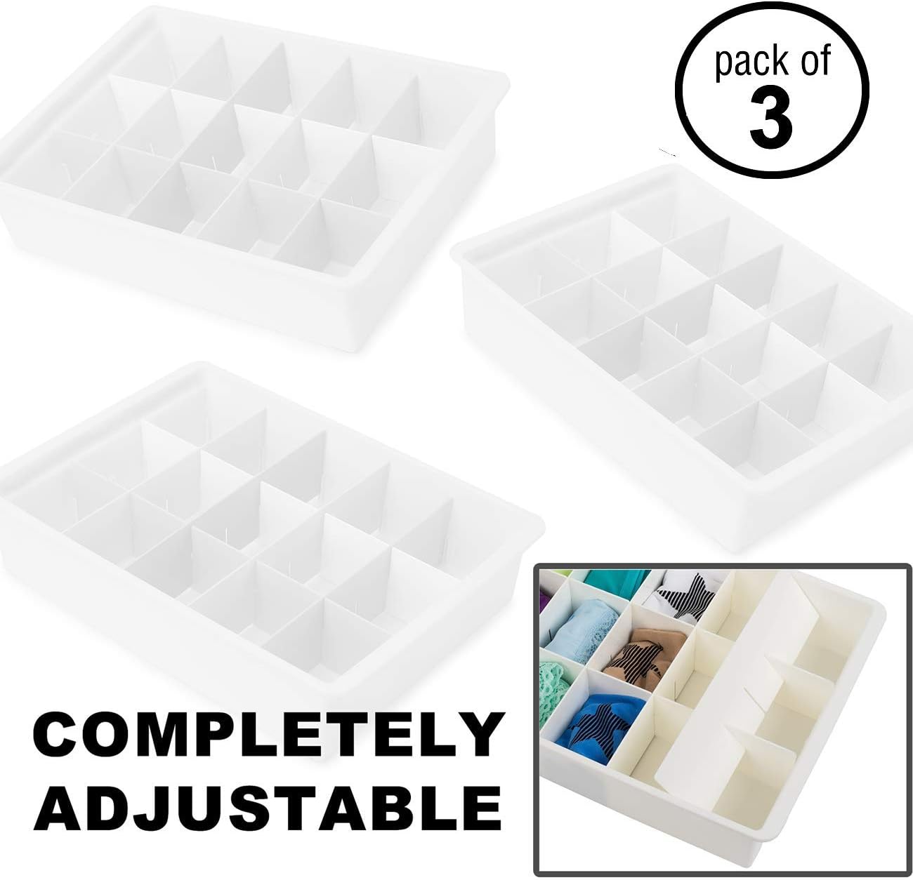 UNCLUTTERED DESIGNS Adjustable Drawer Dividers, Customizable Organization for Utility & Junk Drawers - Image 3