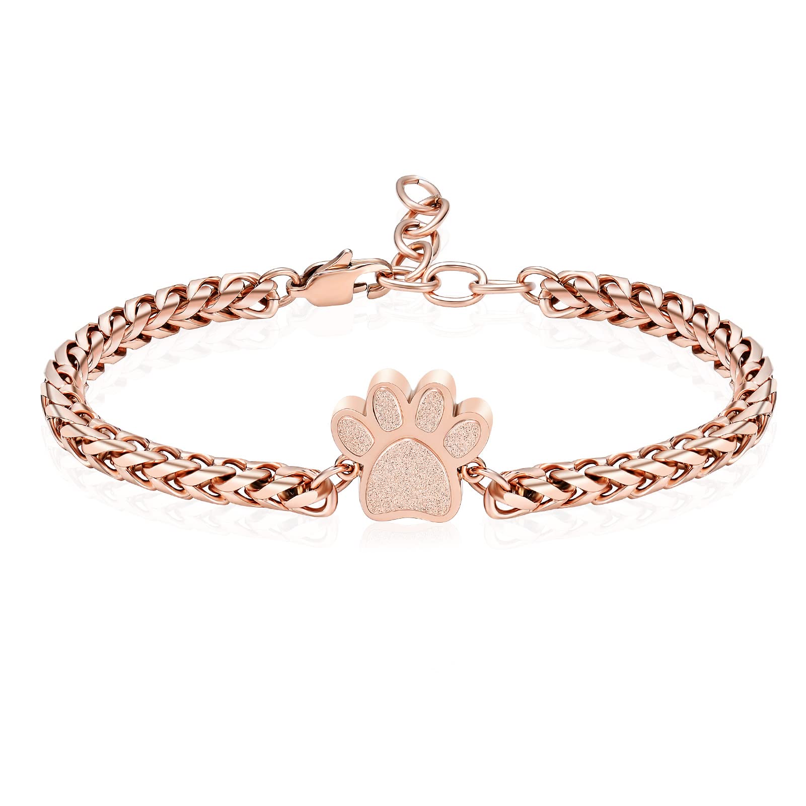 QGJNSGC Cremation Bracelet for Pets Ashes Dog Paw Pendant Bangle Paw Print Stainless Steel Memorial Urn Bracelet Jewelry