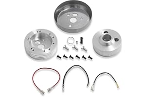 SEWTANC 5&6 Hole Steering Wheel Hub Adapter Gasket Replacement Compatible with Forchevy Gmc Cadillac Pontiac Truck Pickup(Silver)