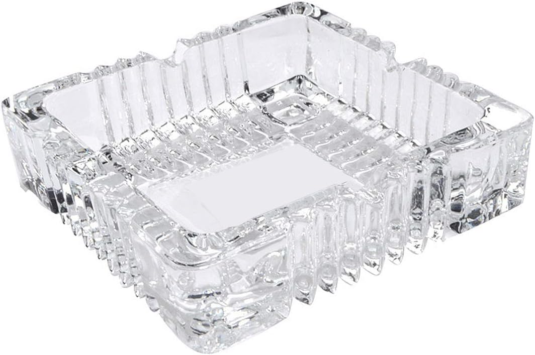 Uotyle Square Crystal Glass Smoking Ashtray - European Living Room Office Bar Indoor Restaurant Decoration - Cigar Ashtray - Men's Gift