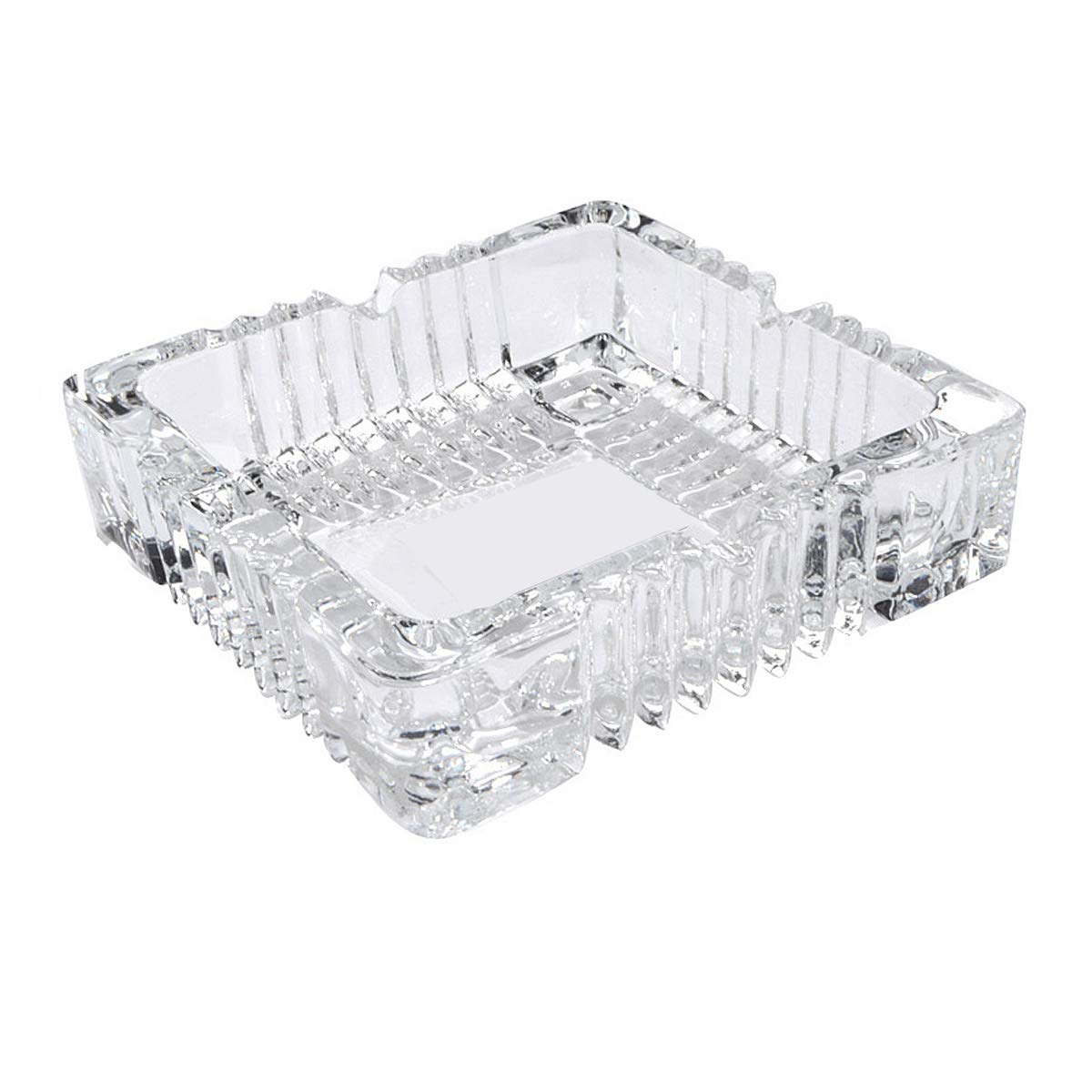 Uotyle Square Crystal Glass Smoking Ashtray - European Living Room Office Bar Indoor Restaurant Decoration - Cigar Ashtray - Men's Gift