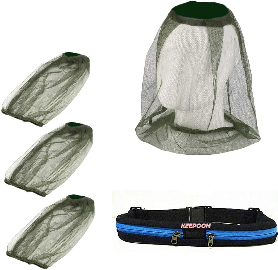 3Pack Mosquito Head Net Face Netting for Bugs Mosquito Repellent Clothing Mosquito Net for Hat with Handfree Waist bag for Outdoor Camping,Hiking,Traveling,Fishing Beekeeping and Gardening