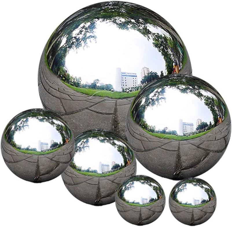 Uandear Stainless Steel Gazing Ball, Abonery 6 Pcs 50150 mm Mirror