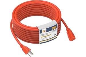 EP 75 Ft Outdoor Extension Cord - 16/3 SJTW Durable Orange Electrical Cable with 3 Prong Grounded Plug, UL Listed