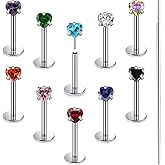 Xnsjeyy 20G 18G 16G Astm F136 Titanium Threadless Flat Back Earrings Nose Studs Tragus Helix Conch Cartilage Lobe Earrings Medusa Labret Snake Bite Monroe Lip Ring Piercing Jewelry For Women Men