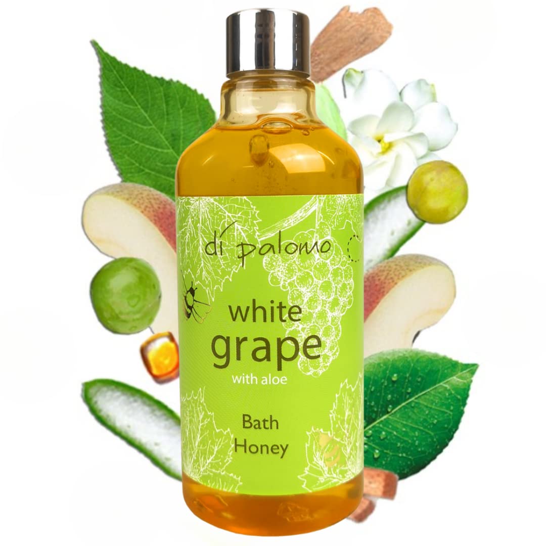 Di Palomo White Grape & Aloe Bath Honey 300ml. Bath Oil & Bubble Bath Blend. Shower Gel with Moisturising Skin Care. Luxury Body Wash Relaxation Gift for Women. Pamper Gifts for Her.