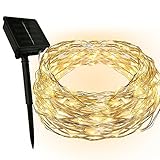 daxpoo 100 LED 33FT Copper Wire Solar Outdoor Waterproof Fairy String Lights (Warm White)