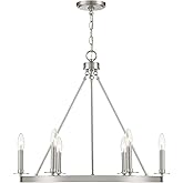 TRADE WINDS LIGHTING 6-Light Chandelier in Mid-Century Modern Style - 22 Inches Tall and 26 Inches Wide - Brushed Nickel Fini