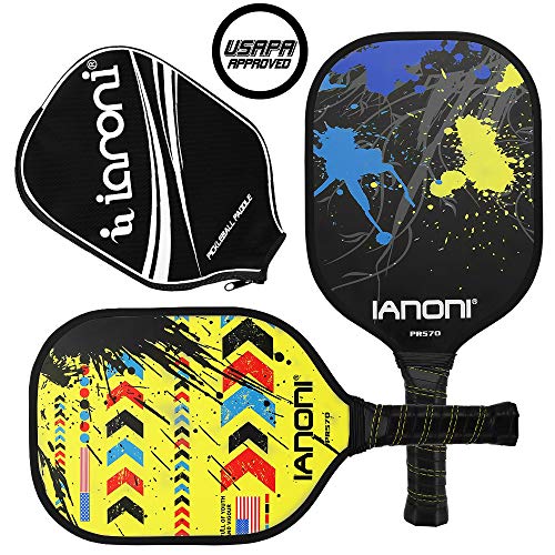 ianoni Graphite Composite Pickleball Paddle - Pickleball Paddle with Graphite Face & Polymer Honeycomb Core,Balanced Weight,Low Profile Edge,Meets USAPA Specifications (Wild Night-Black)
