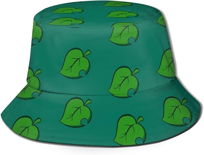 Animal Crossing Leaf Pattern Bucket Hat Trendy Fisherman Hats Unisex