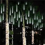 LYlife LED Meteor Shower Rain Lights,Waterproof Falling Rain Drop Fairy Lights with 30CM 8 Tubes 144 LEDs for Christmas New Year Holiday Party Wedding Decoration
