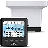 Wireless Rain Gauge Outdoor with Self-Emptying, Backlight, Thermometer, Rain Collector Monitoring Rainfall, Digital Rain Gauge for Yard, Electronic Rain Measure Gauge, Freeze Proof Rainfall Measurer