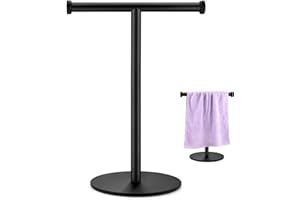 KEWANNO Hand Towel Holder, Matte Black Bathroom Towel Racks, Countertop Towel Stand, T-Shape Towel Holder for Bathroom Kitchen, Size 11" L x 6.7" W x 16.1" H