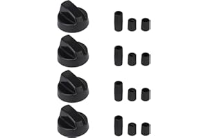 Emptty 4 Sets Black Control Knob Replacement for Oven Replacement for Stove Wide Application