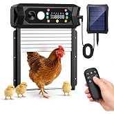 Solar Automatic Chicken Coop Door - Roll-Up &amp; Anti-Jam - 9.45"&times;10" Opening | Light Sensor &amp; Timer Opening/Close Door Keep Travel Worry-Free - 2000mAh Battery Lasts 7&ndash;10 Days in Rain - Anti-Pinch Safety