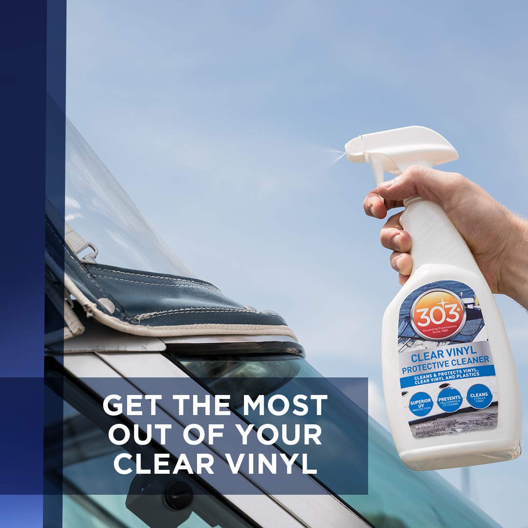 303 Marine Clear Protective Cleaner - Cleans and Protects Vinyl and Plastics, Provides Superior UV Protection, Prevents Yellowing and Cracking, 32oz (30215) Packaging May Vary