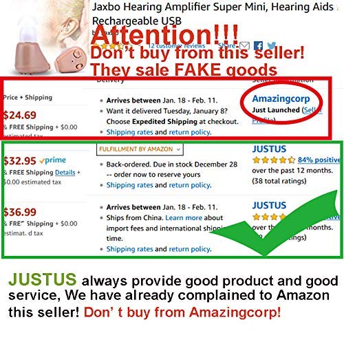 Jaxbo Hearing Amplifier Super Mini, Hearing Aids for Adult, Seniors, Children, Men and Women Fit Left/Right Ears-Rechargeable USB