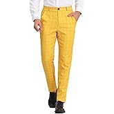 Lars Amadeus Men's Dress Plaid Pants Flat Front Printed Business Check Trousers