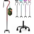 BeneCane Quad Cane Adjustable Walking Cane with Offset Soft Cushioned Handle for Men & Women Lightweight Comfortable with 4-Pronged feet for Extra Stability