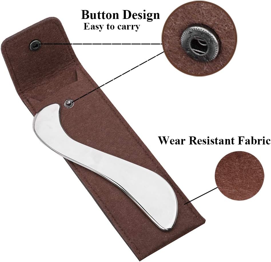 Feelfree Stainless Steel Guasha Scraping Massage Tool for Soft Tissue, Physical Therapy Stuff Used for Back, Legs, Arms, Neck, Shoulder (A): Health & Personal Care