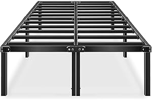 HAAGEEP 18 Inch Queen Bed Frame No Box Spring Needed High Platform Bedframes with Storage Size Black Metal