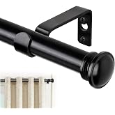 TONIAL Curtain Rods for Windows, 32 to 58 Inch, Black, Single Drapery Rod | 3/4" Diameter, 22lbs Weight Capacity, Adjustable Decorative Curtain Rod, Small Finial, Telescoping Fit Windows 20-53 in