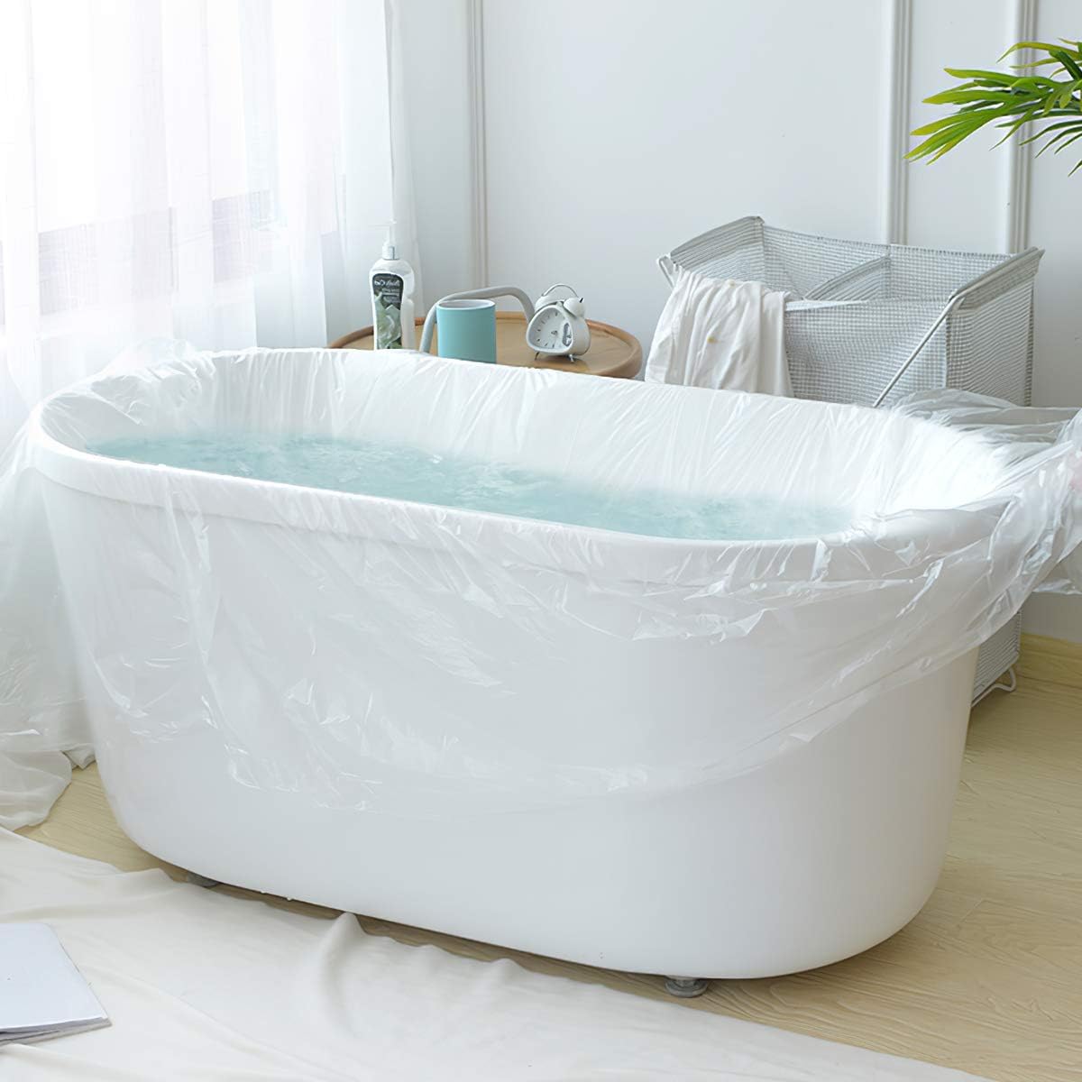 AGPTEK 12 Pack Disposable Bathtub Cover Liner, Large Bathtub Liner Plastic Bag for Salon, Household and Hotel Bath Tubs (102 x47 Inch): Home & Kitchen