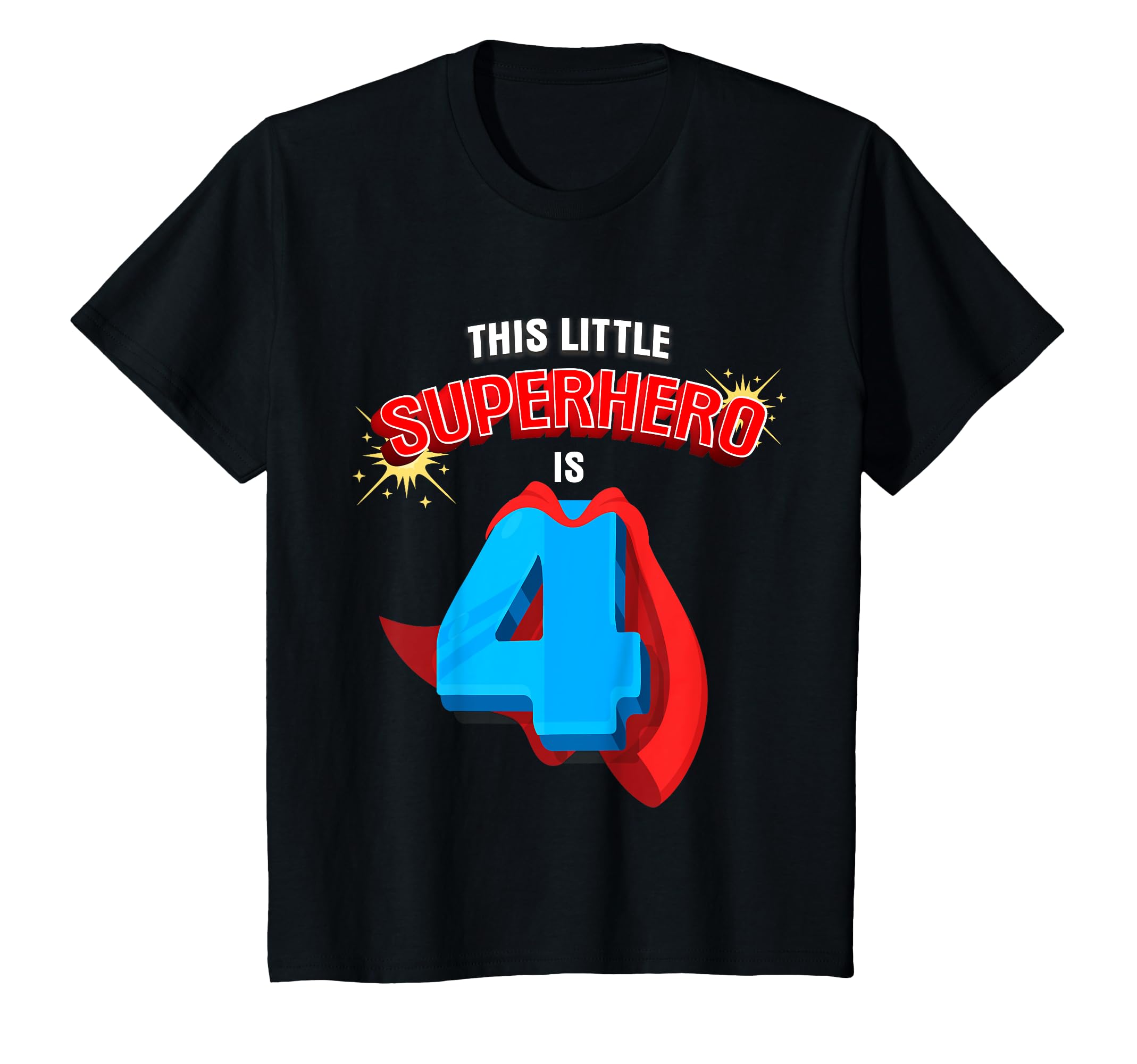 Photo 1 of This Little Superhero Is 4 Birthday Superhero 4 Year Old Boy T-Shirt