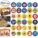 Halloween Stickers for Kids, Roll Stickers with Pumpkin Monster Witch and etc 30 Cute Designs, Perfect for Halloween Candy Bags Fillers or Prizes, 500 Pieces